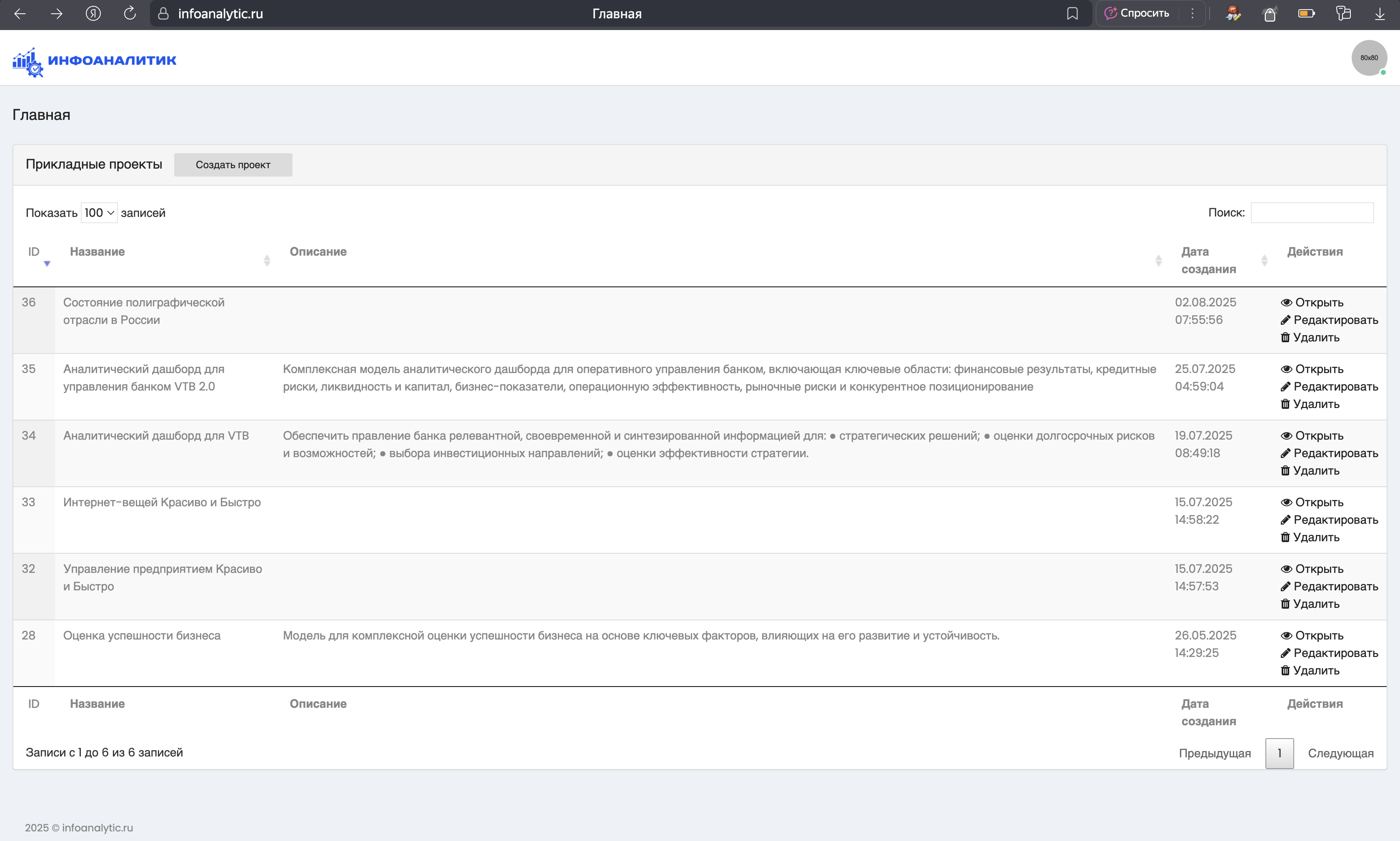Возможность работы с несколькими прикладными проектами